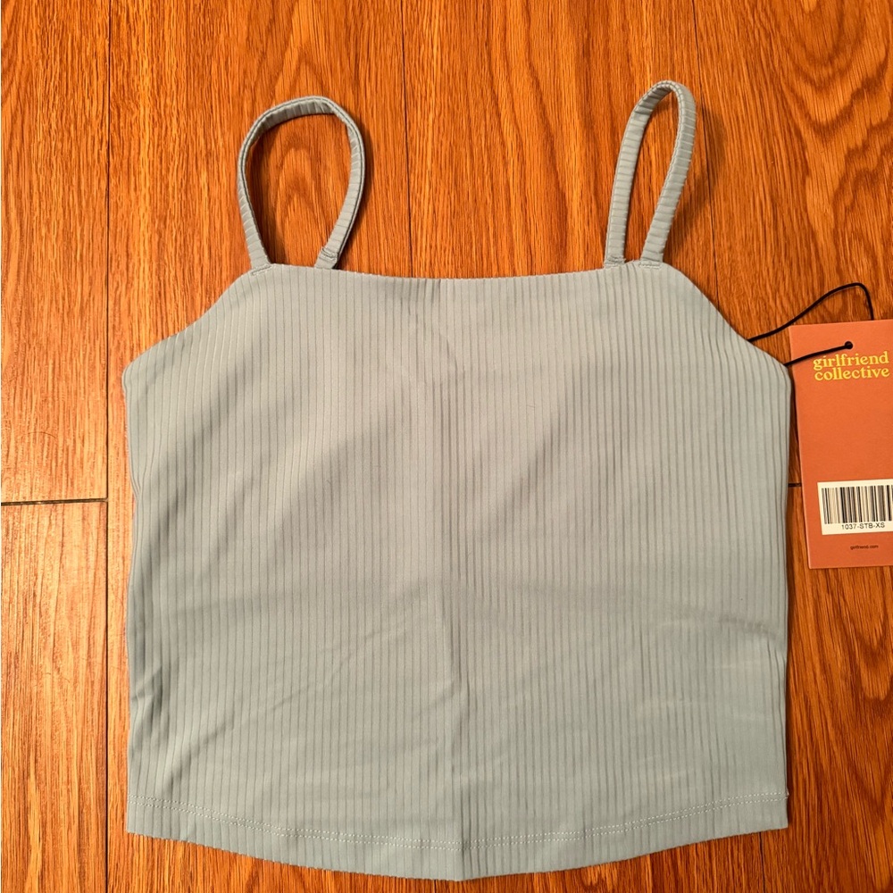 Girlfriend Collective Ice Blue Rib Tank Bra
